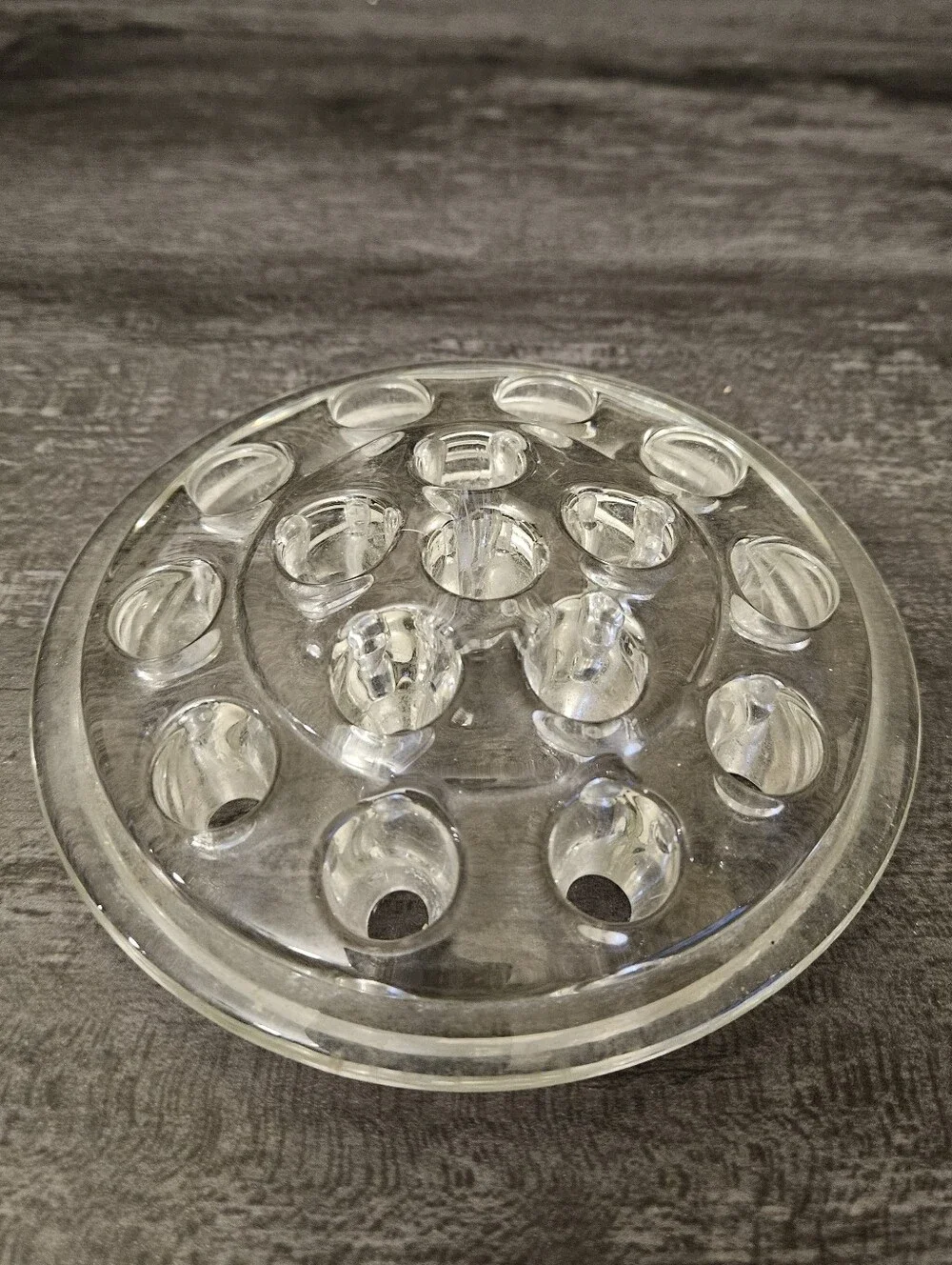 Vintage Clear Glass Flower Frogs- Set Of 2